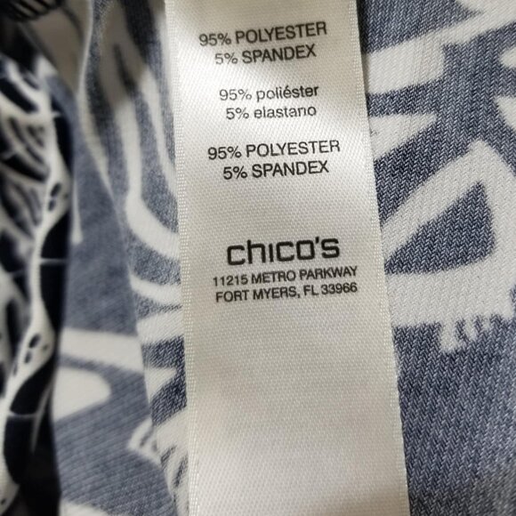 Chicos Women's Tunic Top Asymmetrical Floral Navy Casual Business Dressy - Picture 5 of 7